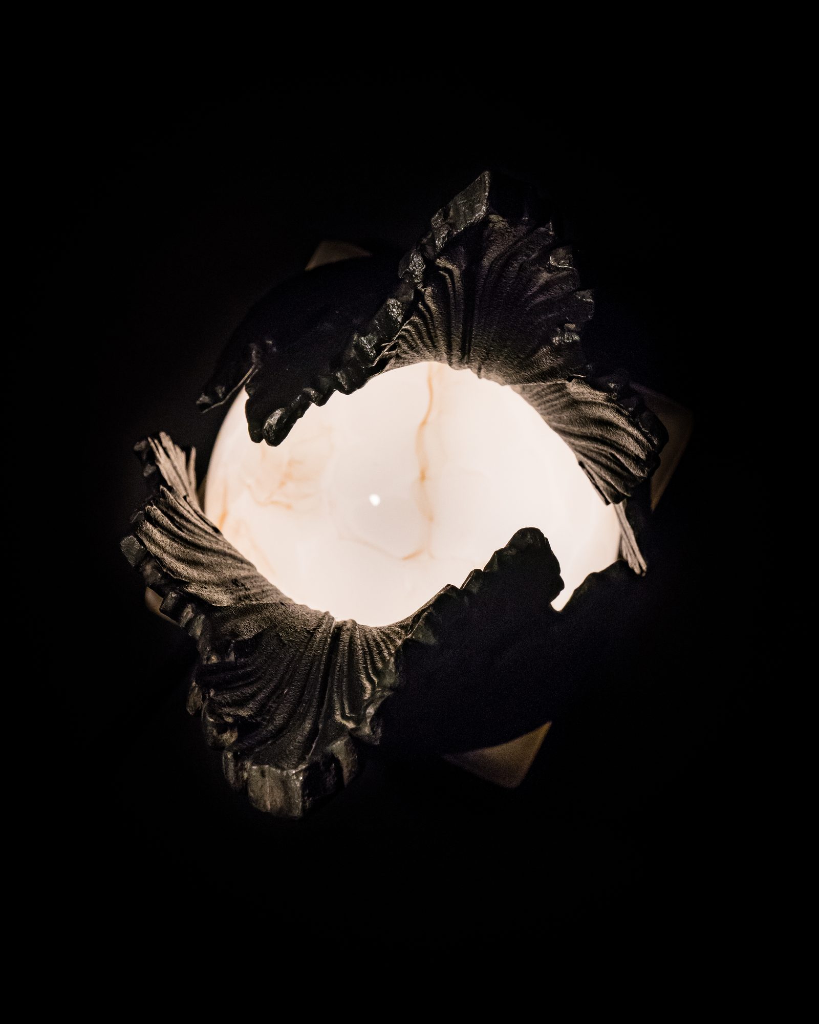Acanthus Pedestal Light — Ignis, orb and leaf detail