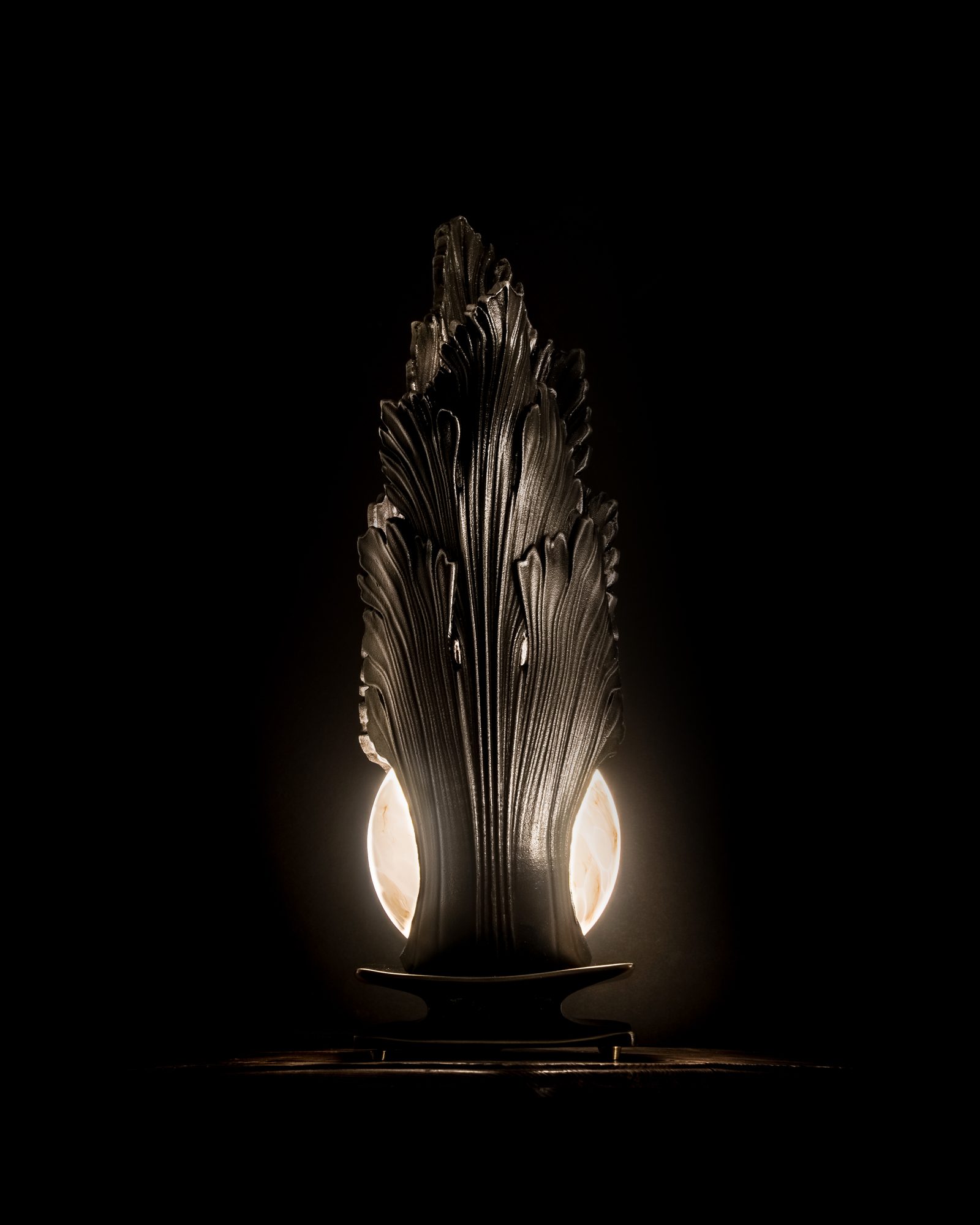 Acanthus Pedestal Light — Ignis, rear silhouette