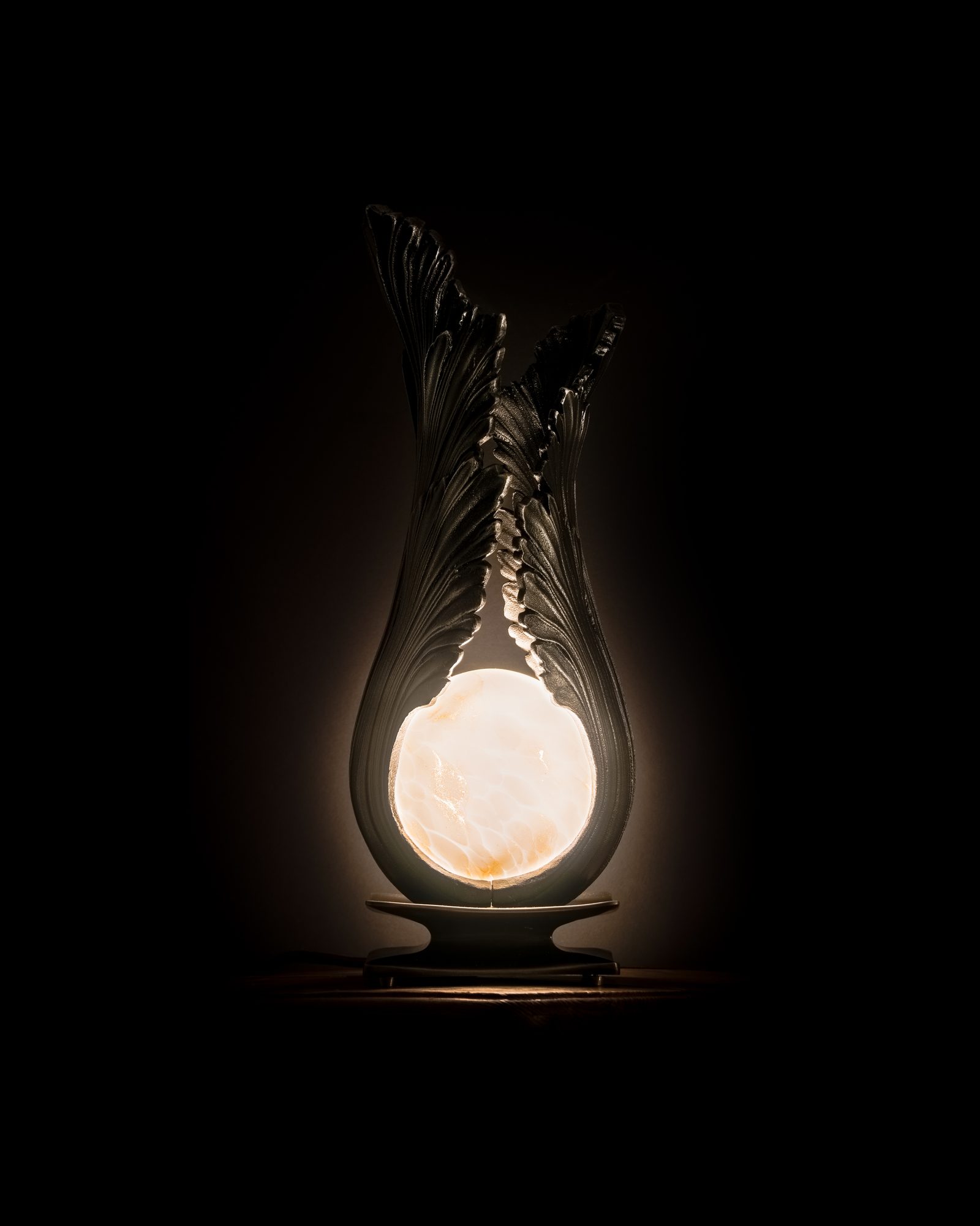 Acanthus Pedestal Light — Ignis, side view